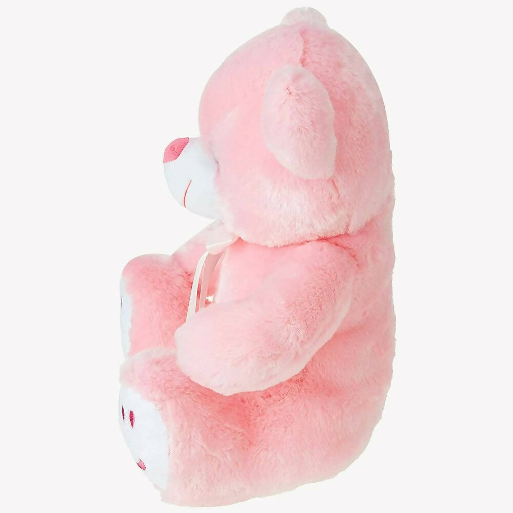 Webby Plush Cute Sitting Teddy Bear Soft Toys With Neck Bow And Foot Print, Pink - Distacart