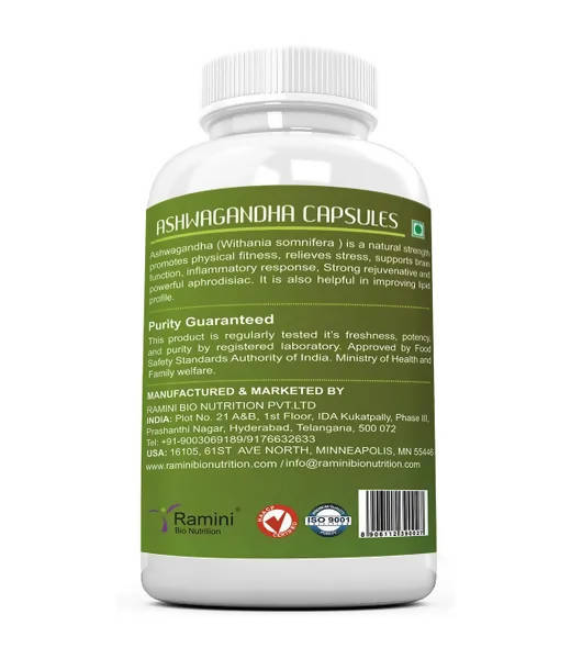 Ramini Bio Nutrition Ashwagandha 500mg Veg Capsules - Distacart