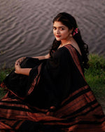 Thumbnail for DEIANA'S Beautiful Golden Jari with New Design Soft Lichi Silk Saree - Black - Distacart