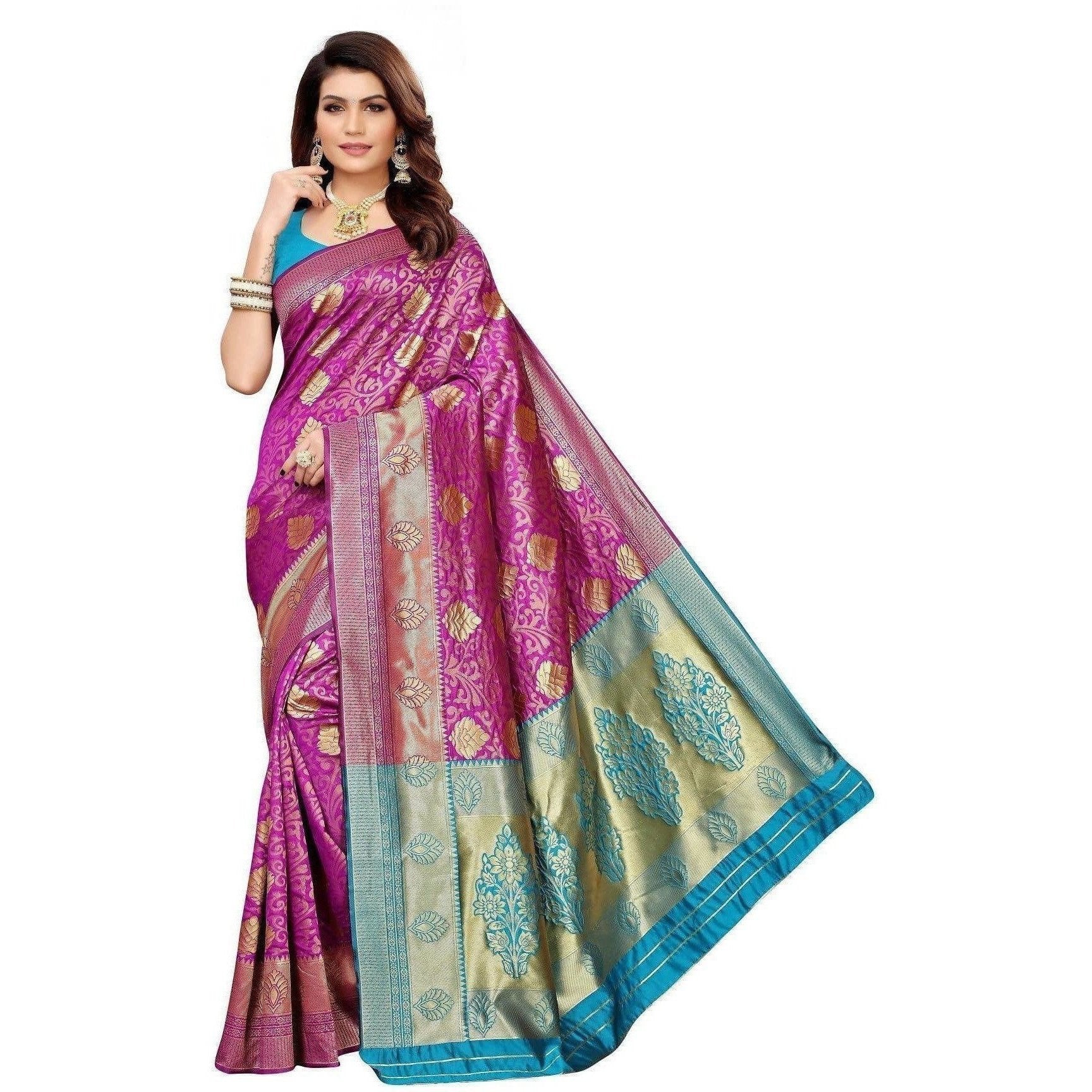 Vamika Banarasi Jaquard Purple Weaving Saree (BANARASI 07)