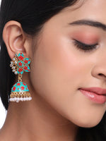 Thumbnail for NVR Women Green Dome Shaped Jhumka Earrings - Distacart