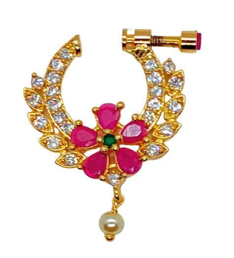 Multicolor AD Floral Nose Ring