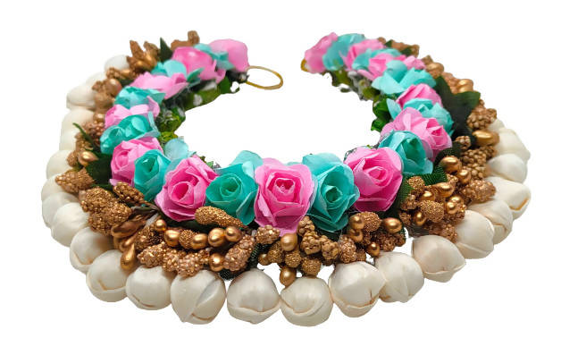 Skyblue & Baby Pink Bridal Hair Gajra