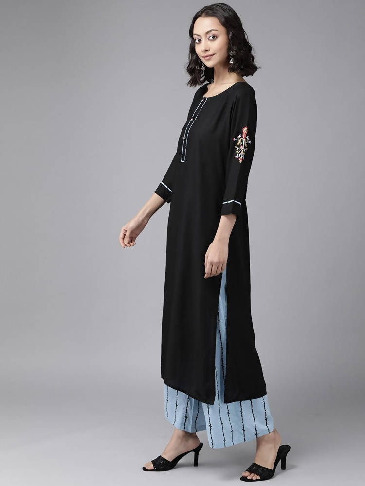Yufta Black Kurta with Palazzo Set