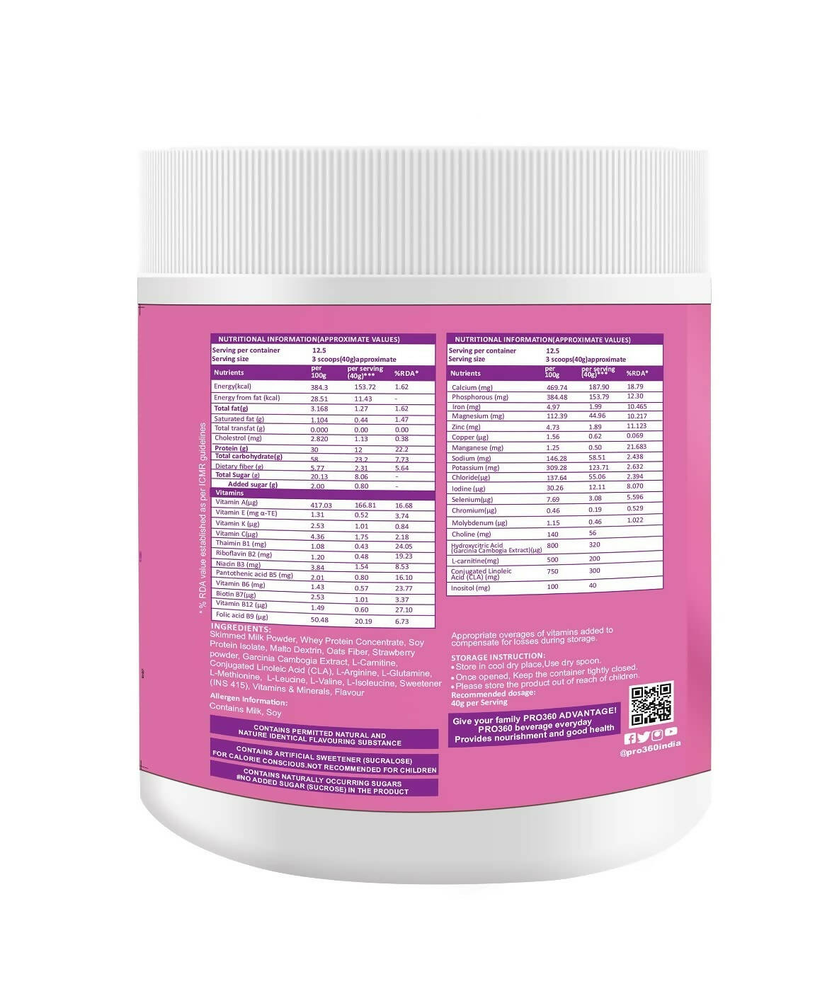 Pro360 Slim Weight Management Meal Replacement Protein Shake (Strawberry Flavour) - Distacart