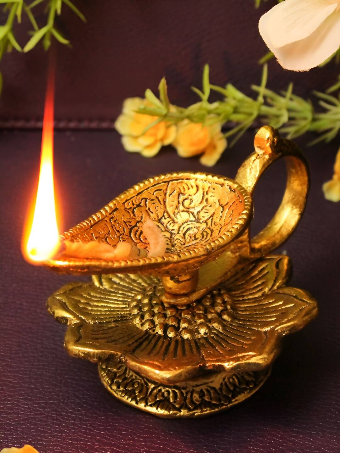 Spillbox Gold-Toned Brass Aishwarya Diya Pooja Essential - Distacart