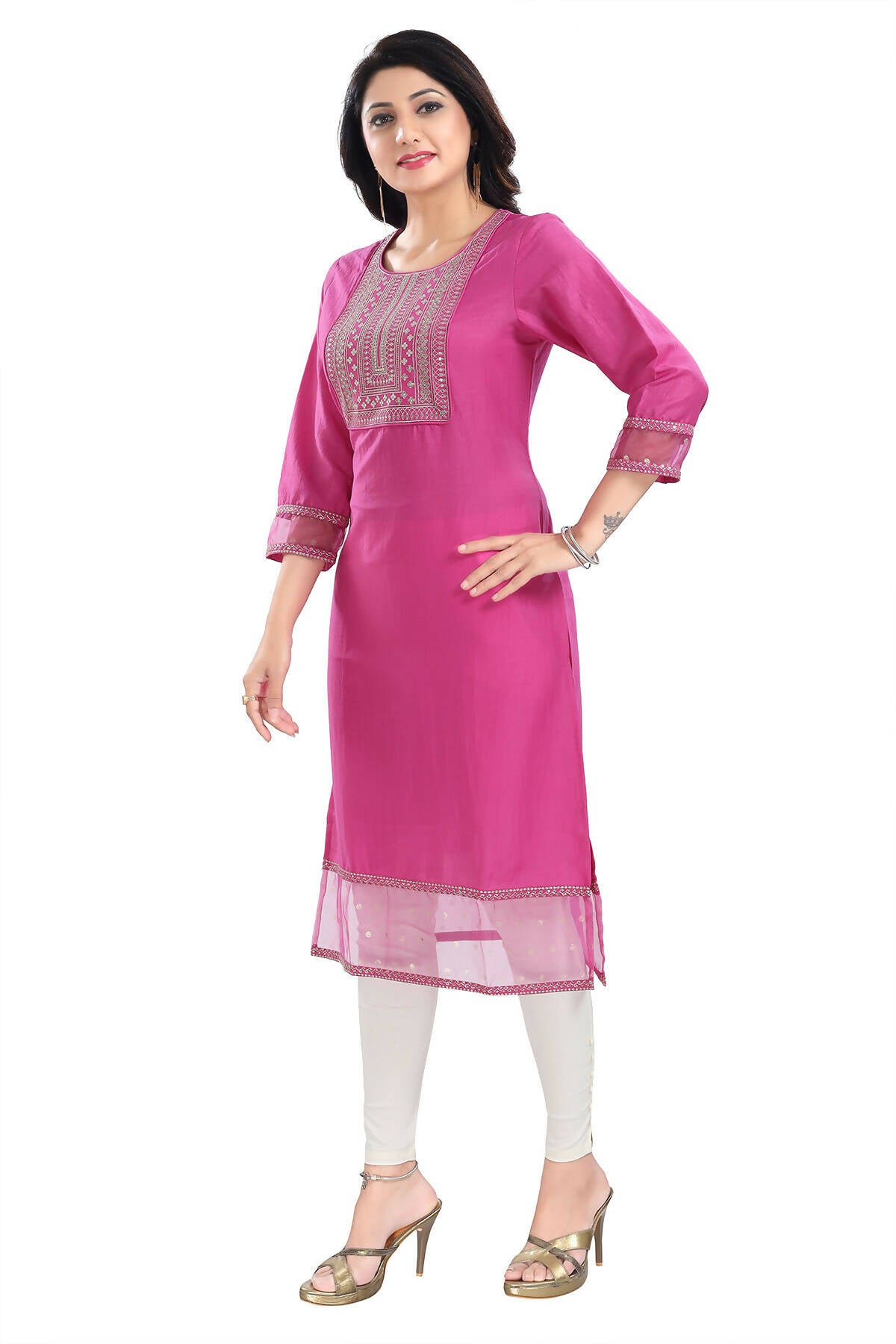 Snehal Creations Wonderful Art Silk Designer Long Kurti Tunic With Zari Embroidery - Distacart