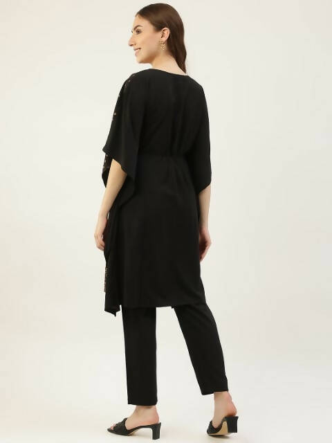 FIORRA Women's Black Poly Crepe Kaftan Type Kurta Set - Distacart