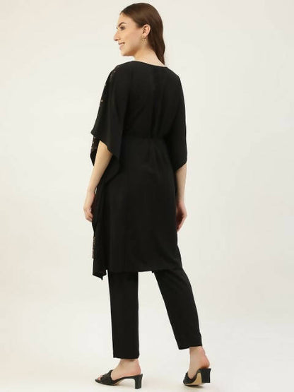 FIORRA Women's Black Poly Crepe Kaftan Type Kurta Set - Distacart