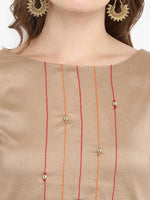 Thumbnail for Janasya Brown Printed Straight Kurta - Distacart