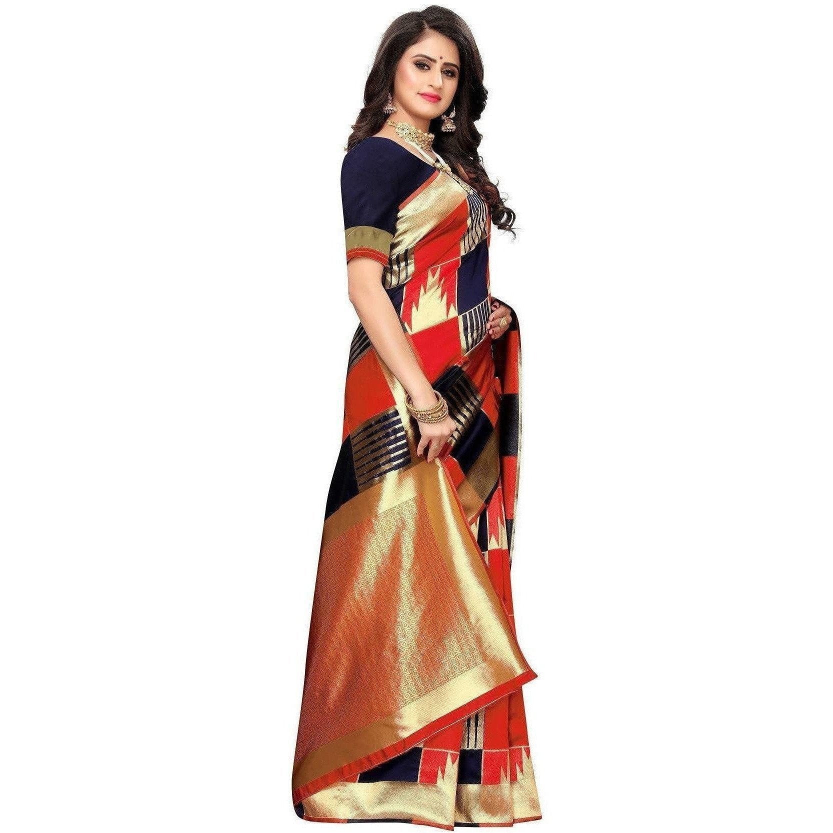 Vamika Banarasi Jaquard Red Weaving Saree (Banarasi 28)