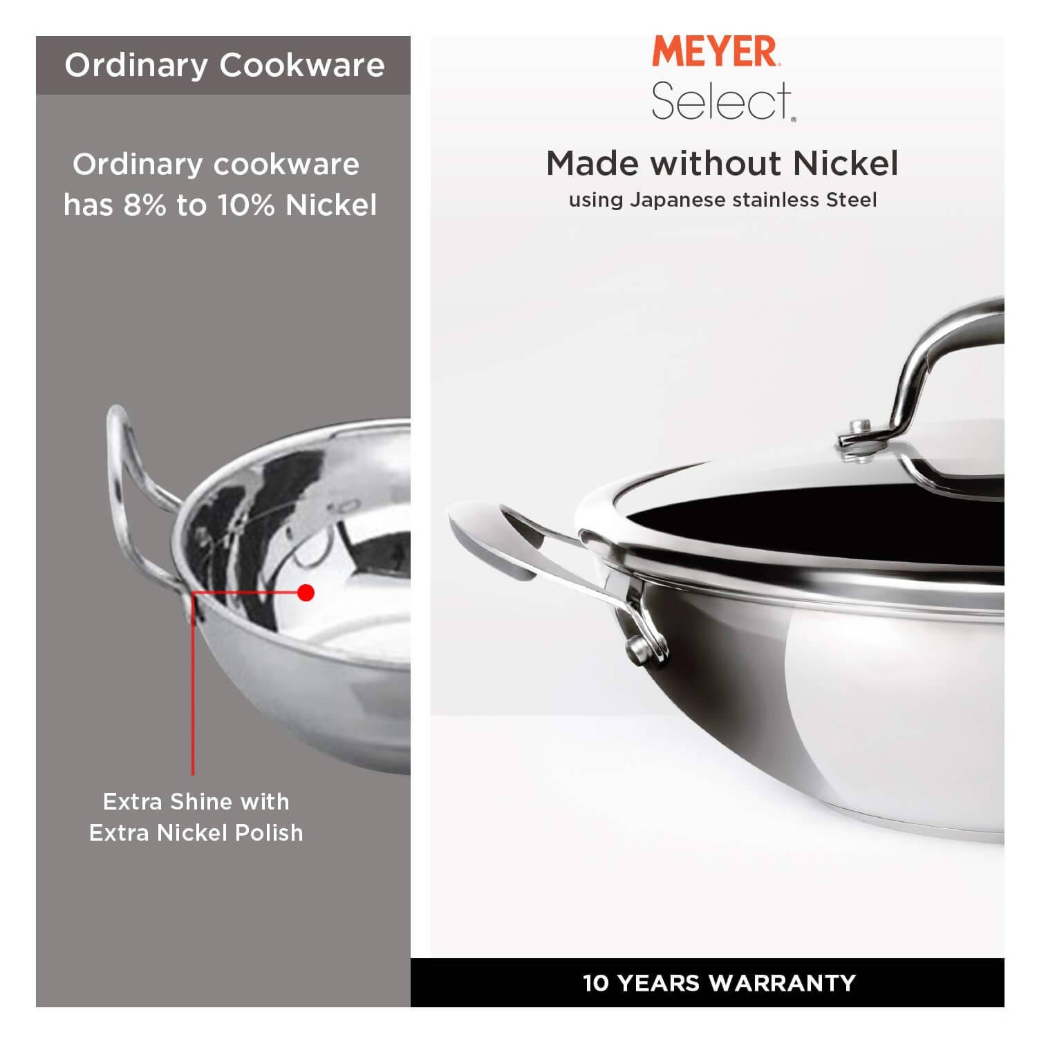 Meyer Select 100% Nickel Free Stainless Steel Cookware, Best Stainless  Steel Cookware In India