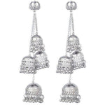 Thumbnail for Traditional Kashmiri Silver Four Jhumka Earrings