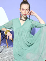 Thumbnail for Janasya Green Woven Design Dobby Weave Kurta - Distacart