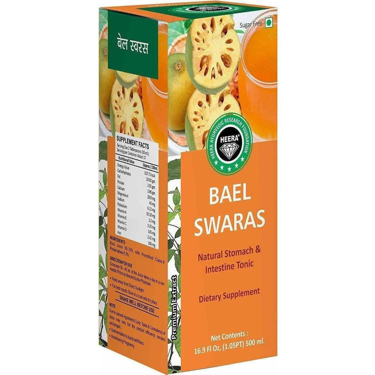 Heera Ayurvedic Bael Juice, sugar free Premium Juice Controls