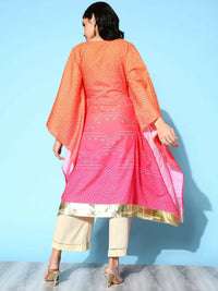 Thumbnail for Ahalyaa Women's Orange Cotton Blend Printed Kaftan Kurta - Distacart