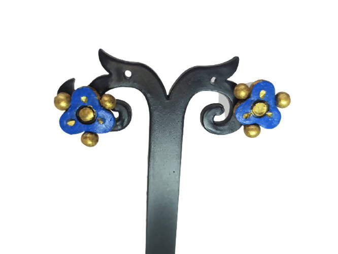 Terracotta Ear Studs-Blue