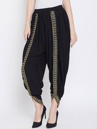 Thumbnail for Cheera Women’s Black Dhoti With Golden Lace - Distacart