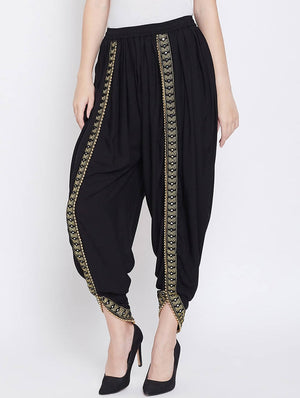 Cheera Women’s Black Dhoti With Golden Lace - Distacart