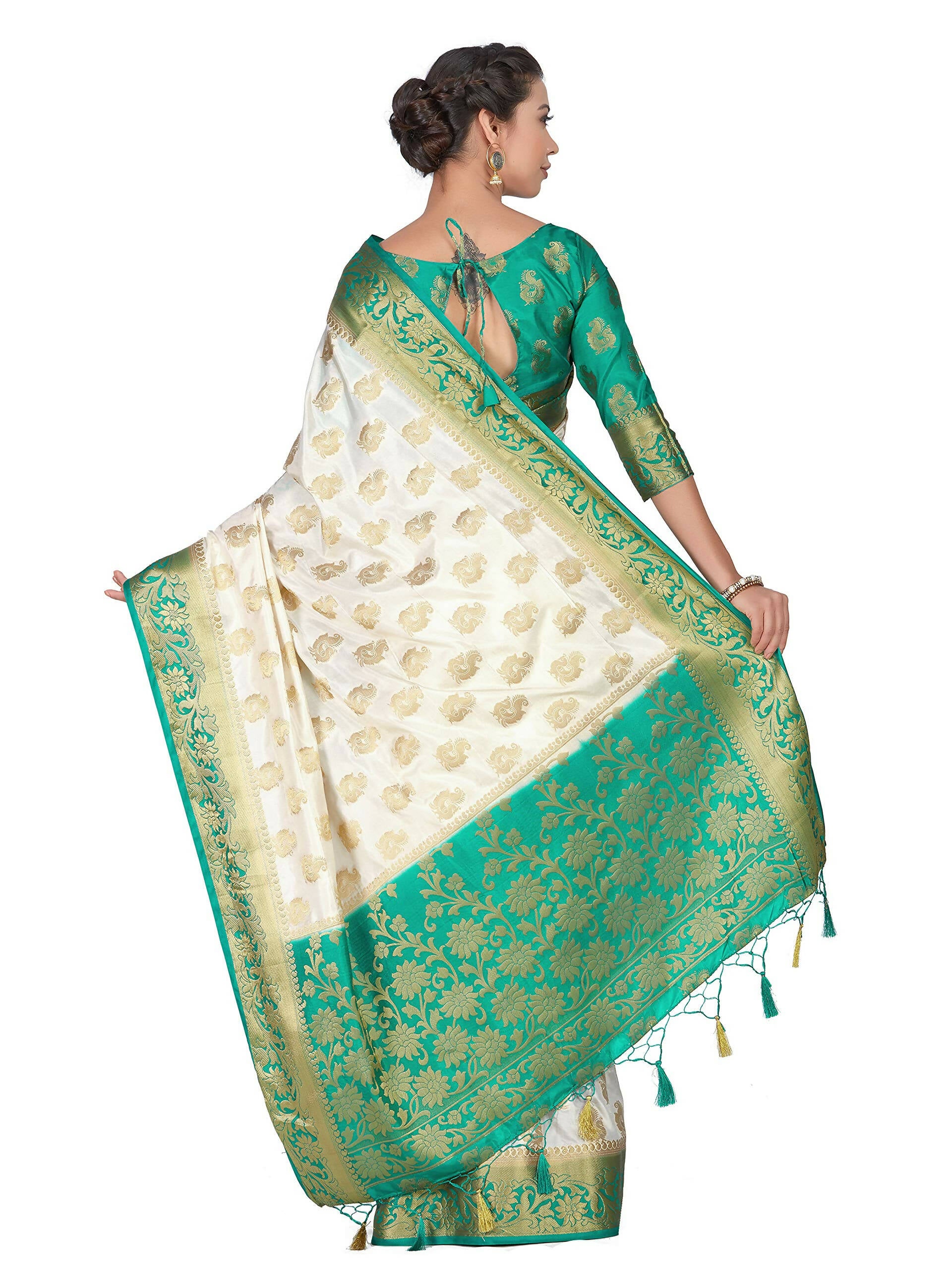 Mimosa Women's Kanchipuram Silk Beige Saree - Distacart