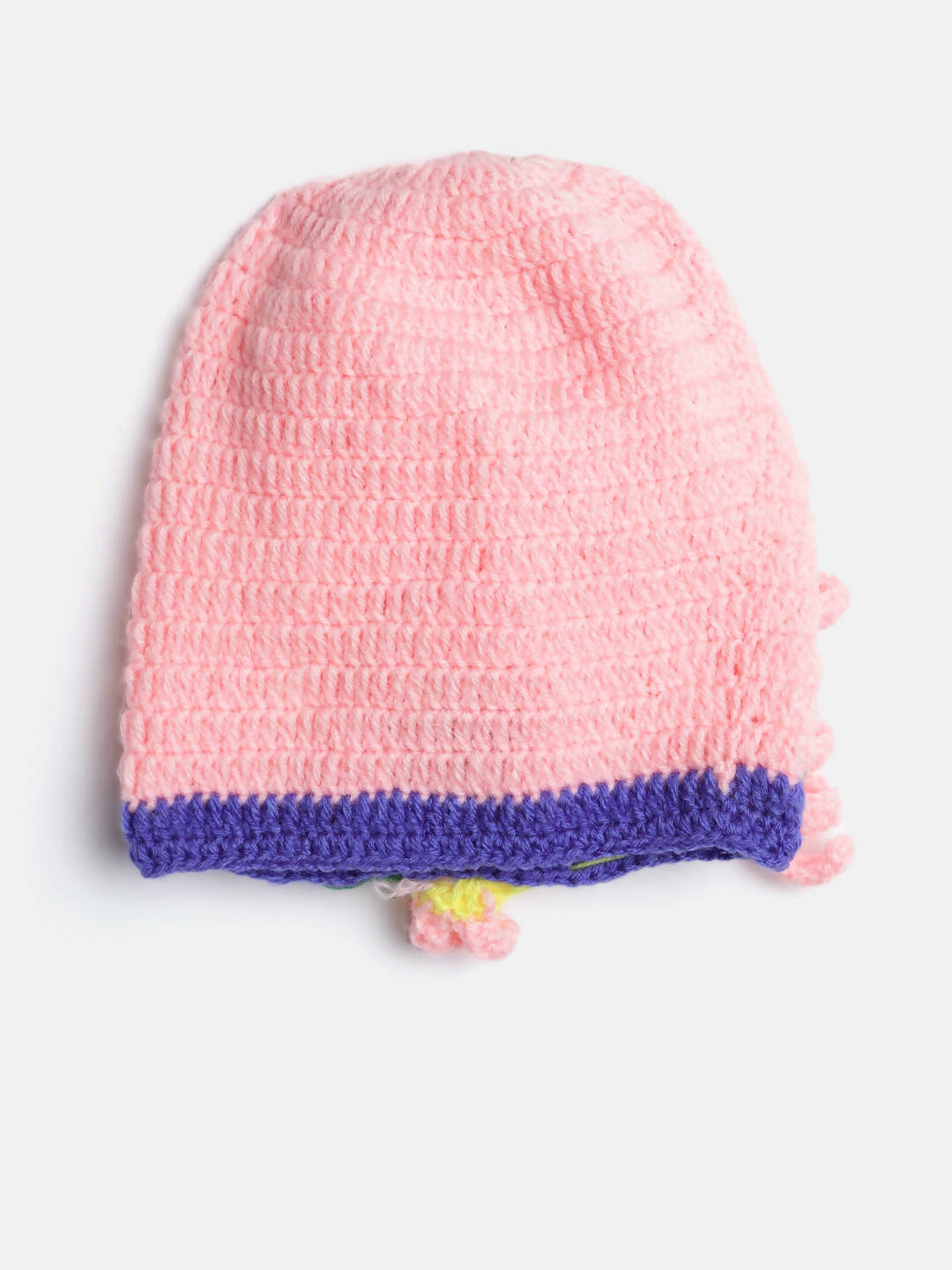 Chutput Kids Woollen Hand Knitted Pony Detailed Cap - Pink - Distacart