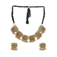 Thumbnail for Mominos Fashion Oxidised Lotus Design Golden Color Necklace Choker Set