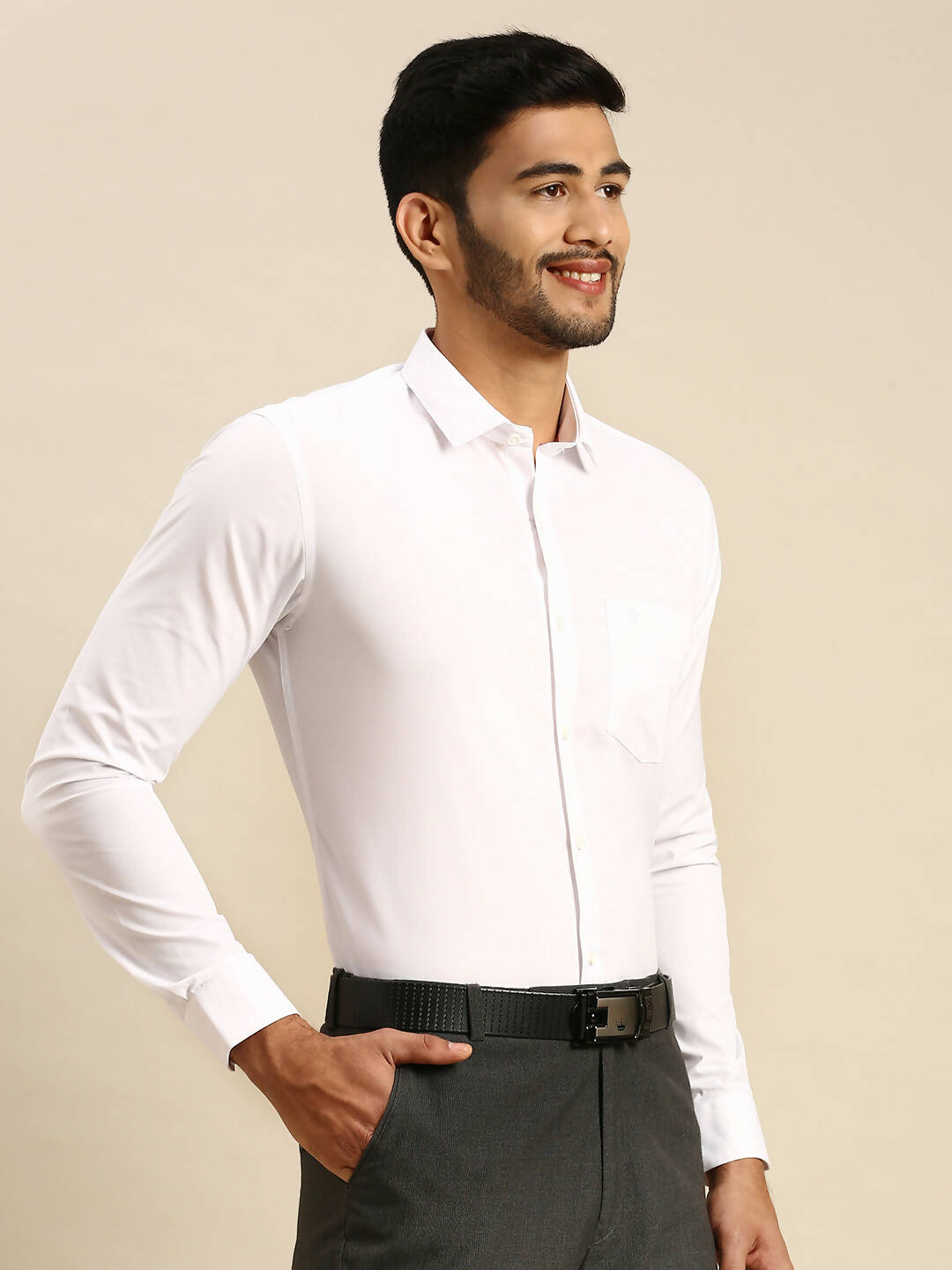Ramraj Cotton Mens Full Sleeve Formal 100 % Cotton White Shirt - Distacart