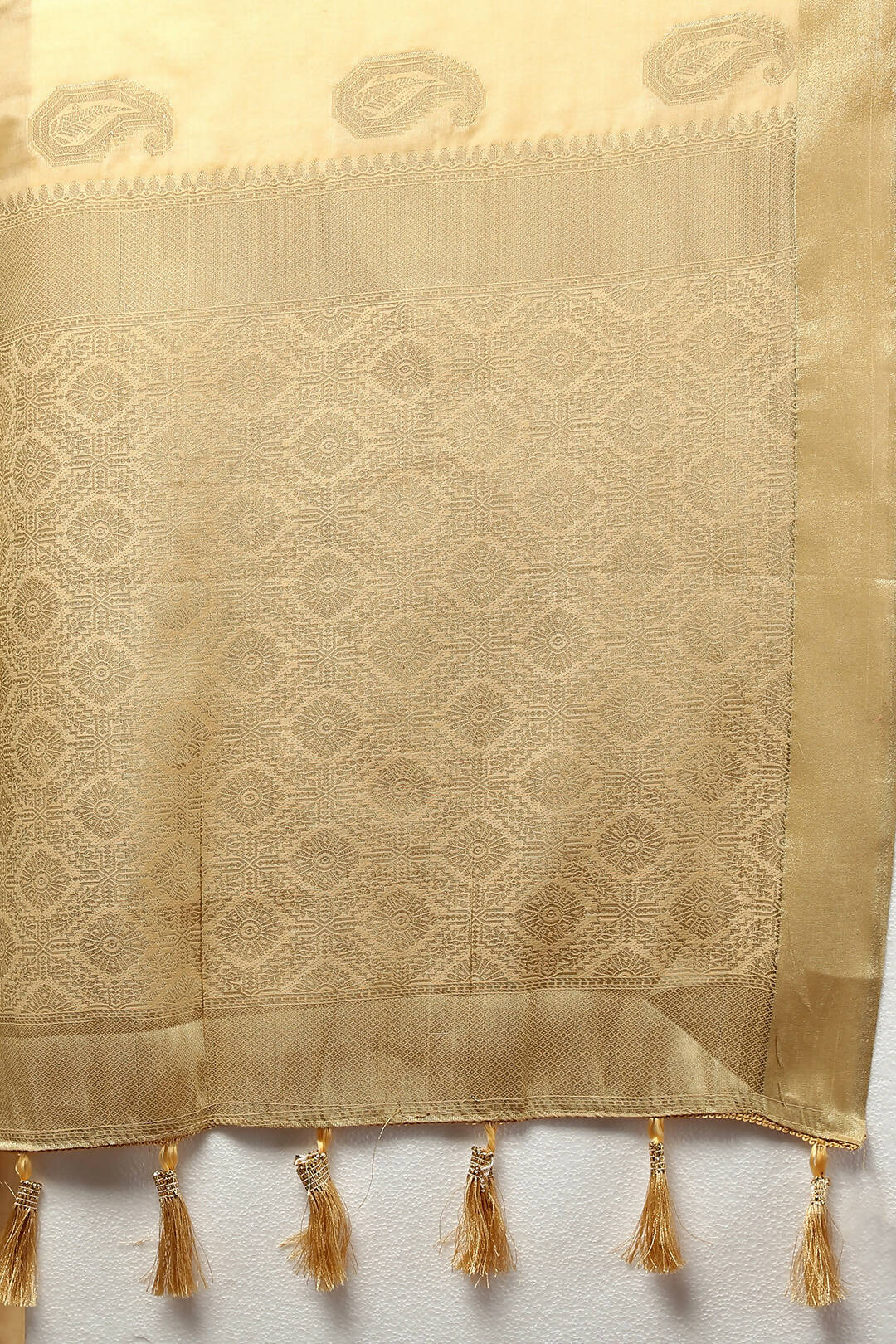 Lorenvalley Fashion Cream Cotton Woven Design with Zari Weaving Design Saree - Distacart
