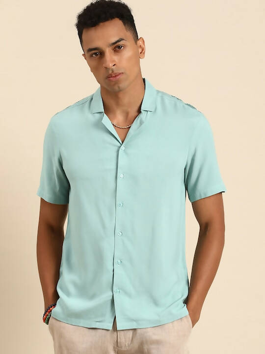 Blue Men Rayon Straight Opaque Casual Shirt - Mahotsav - Distacart