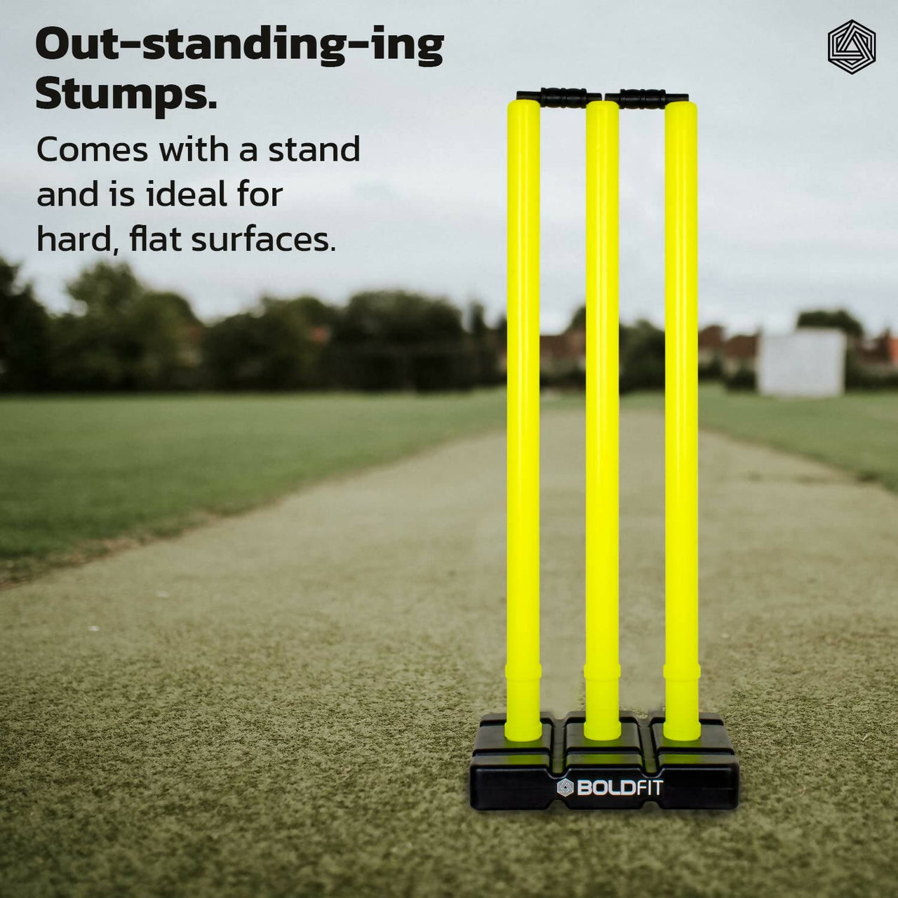 Boldfit Cricket Stumps with Stand & Bails - Fluorescent Green - Distacart