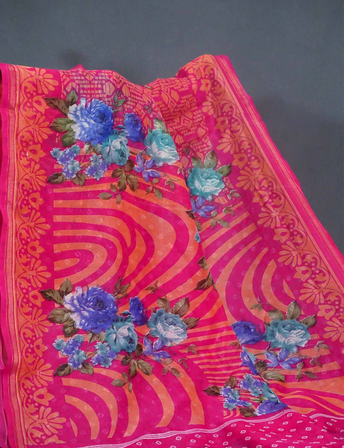 Shades Of Rani Pink Floral Design Semi Chanderi Saree By Gayathri Reddy Designer Studio - Distacart