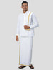 Ramraj Cotton Mens 1/4 " Poly Cotton Gold Jari Dhoti And Towel Set - White - Distacart