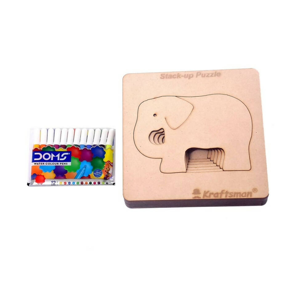 Kraftsman Stack up Puzzles/ Layered Puzzle Elephant Shape for Kids | Color Kit Included | 6 Pieces Puzzle - Distacart