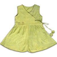 Thumbnail for Mhyssa Green V Neck Short Jumpsuit With Front Overlap Tie-Up For Kids - Distacart