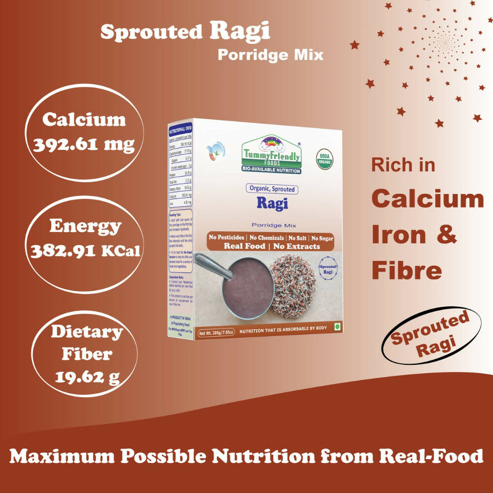 TummyFriendly Foods Certified Organic Sprouted Ragi Porridge Mix - Distacart