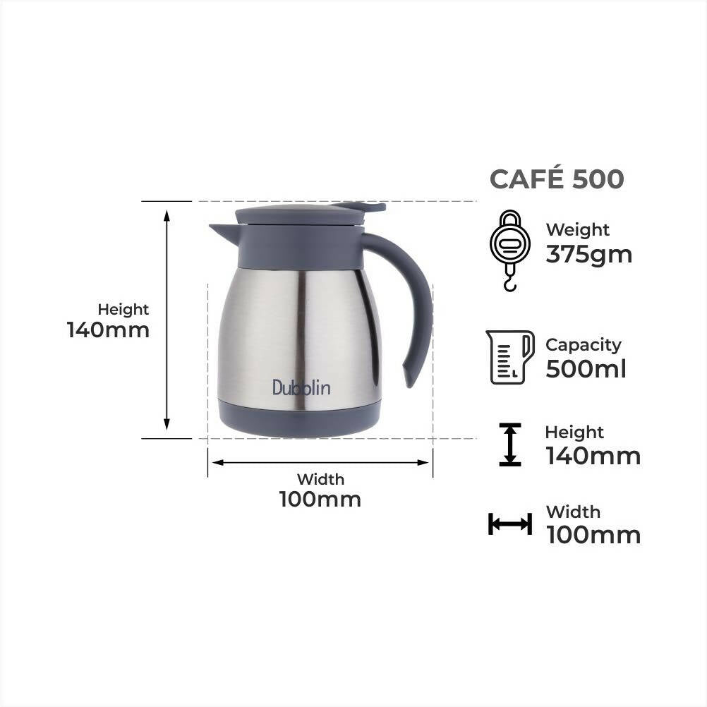 Dubblin Cafe Stainless Steel Double Wall Vacuum Insulated Thermos Flask - Distacart