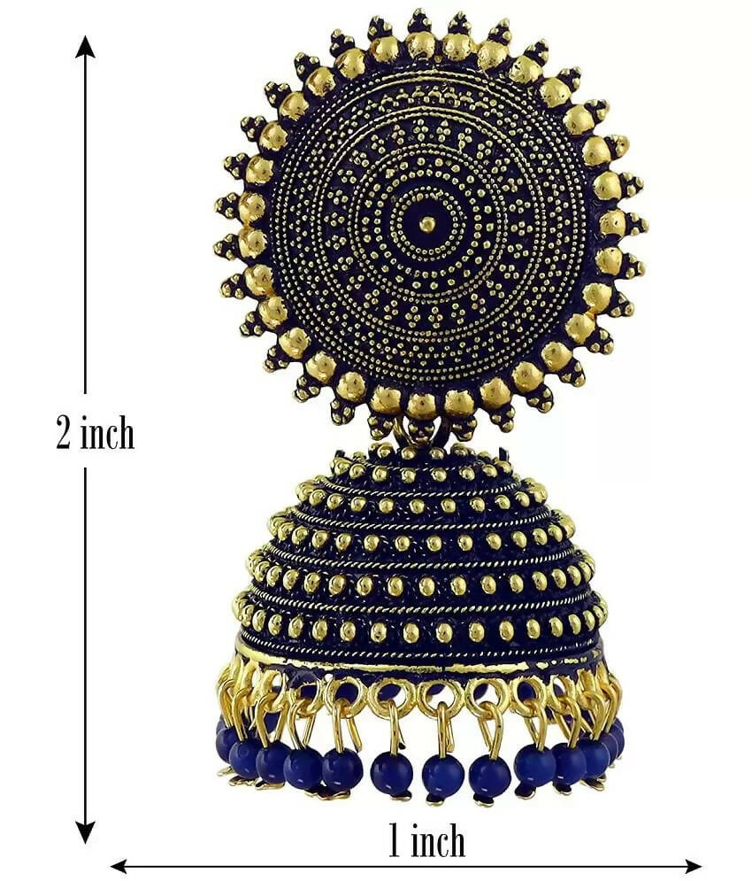 Mominos Fashion Joharkamal Gold-Plated Meenakari Jhumkas For Women & Girls (Blue) - Distacart
