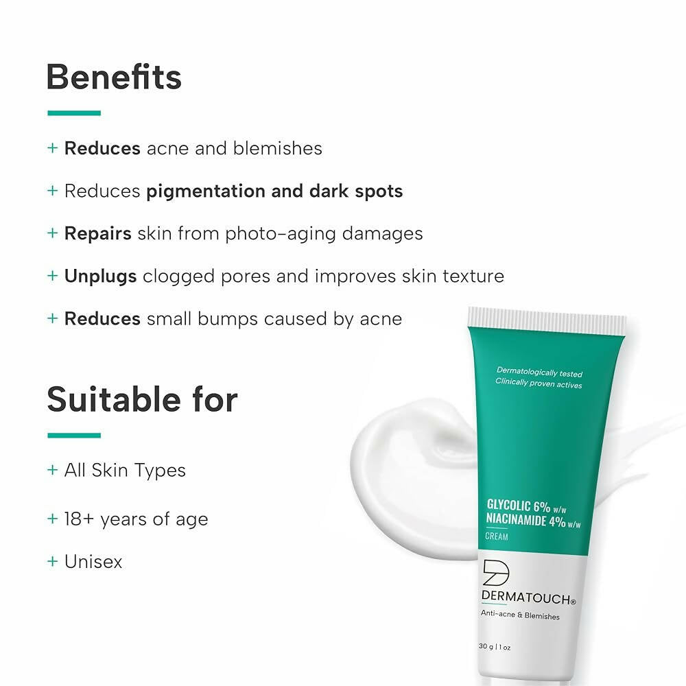 Dermatouch Glycolic 6% Niacinamide 4% Face Cream - Distacart