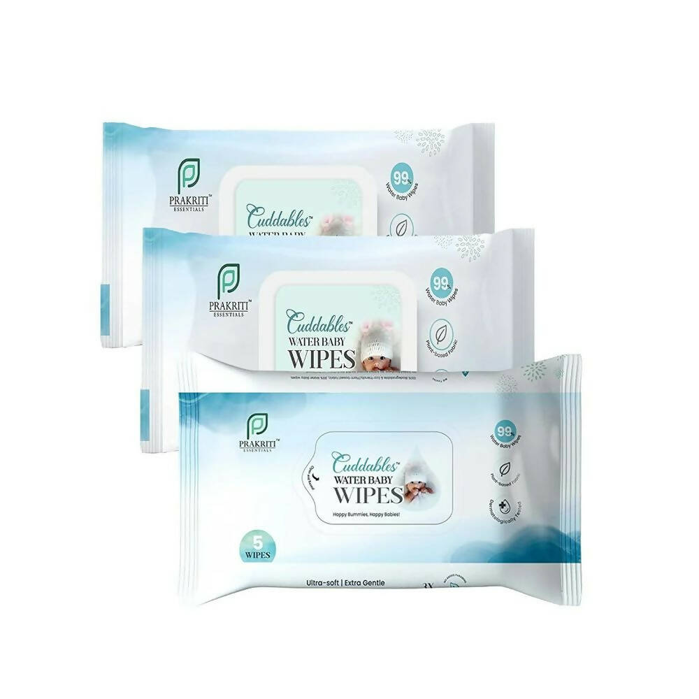 Cuddables 99% Water Baby Wipes - Natural Plant Made Cloth Wipes | 5 Pcs Wipes, Pack of 3 (15 Wipes) - Distacart