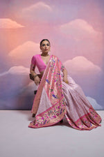 Thumbnail for Vishnu Weaves Women's Purple Paithani Silk Zari Woven Saree with Blouse - Distacart