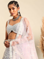 Thumbnail for House of Panchhi Mauve Chinon Sequins and Zarkan embroidery Lehenga choli & Dupatta - Distacart