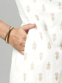 Thumbnail for Ahalyaa Women's Off White Cotton Printed Kurta - Distacart