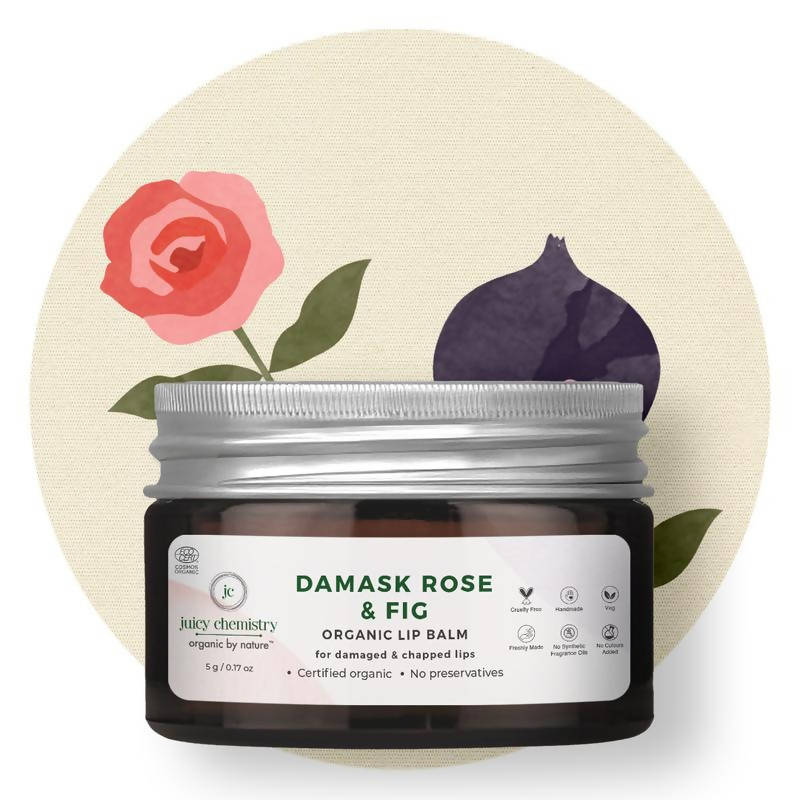 Juicy Chemistry Damask Rose & Fig Lip Balm for Dry & Flaky Lips - Distacart
