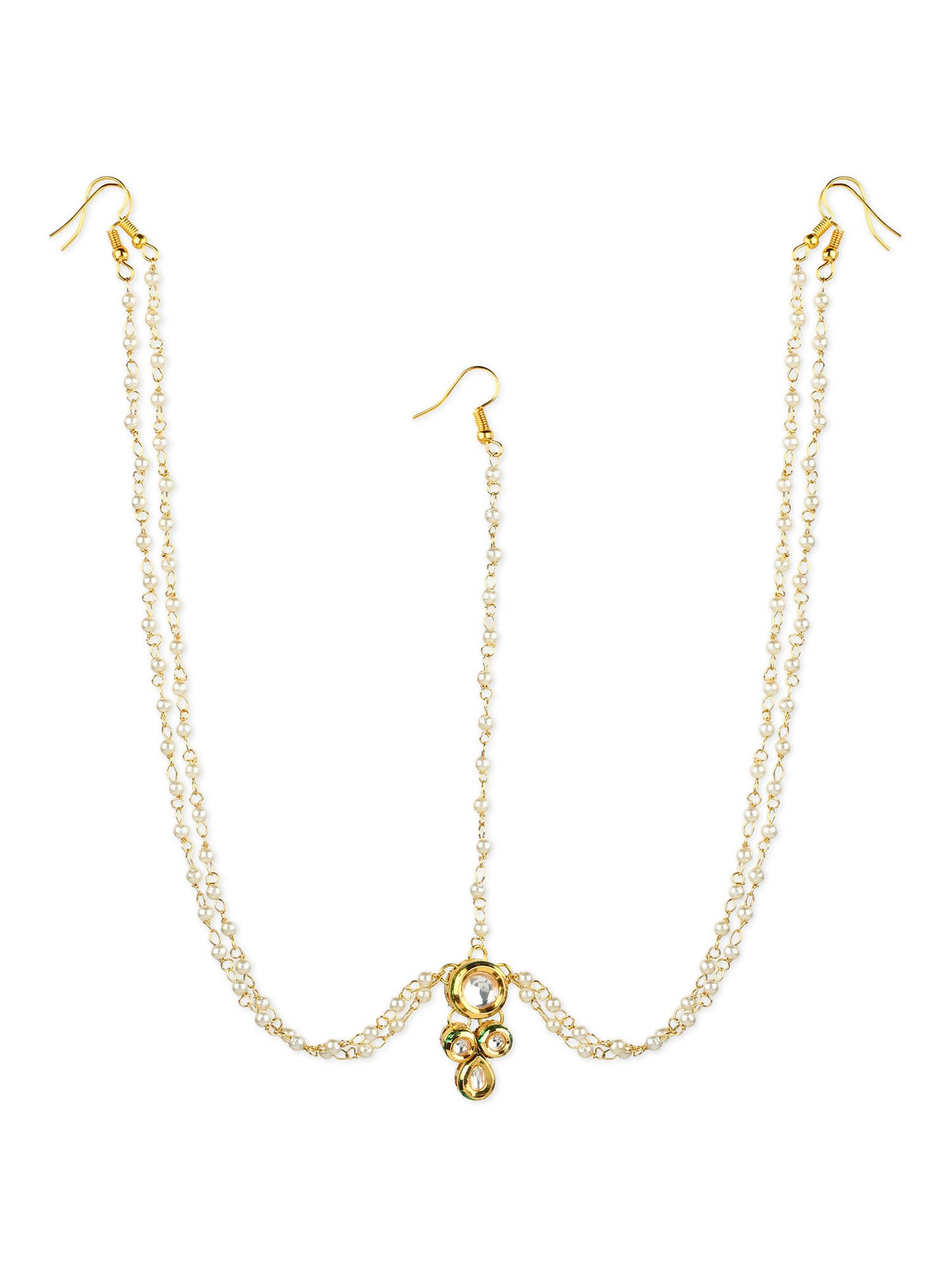 Gold-Plated Kundan Head Jewellery - Ruby Raang - Distacart