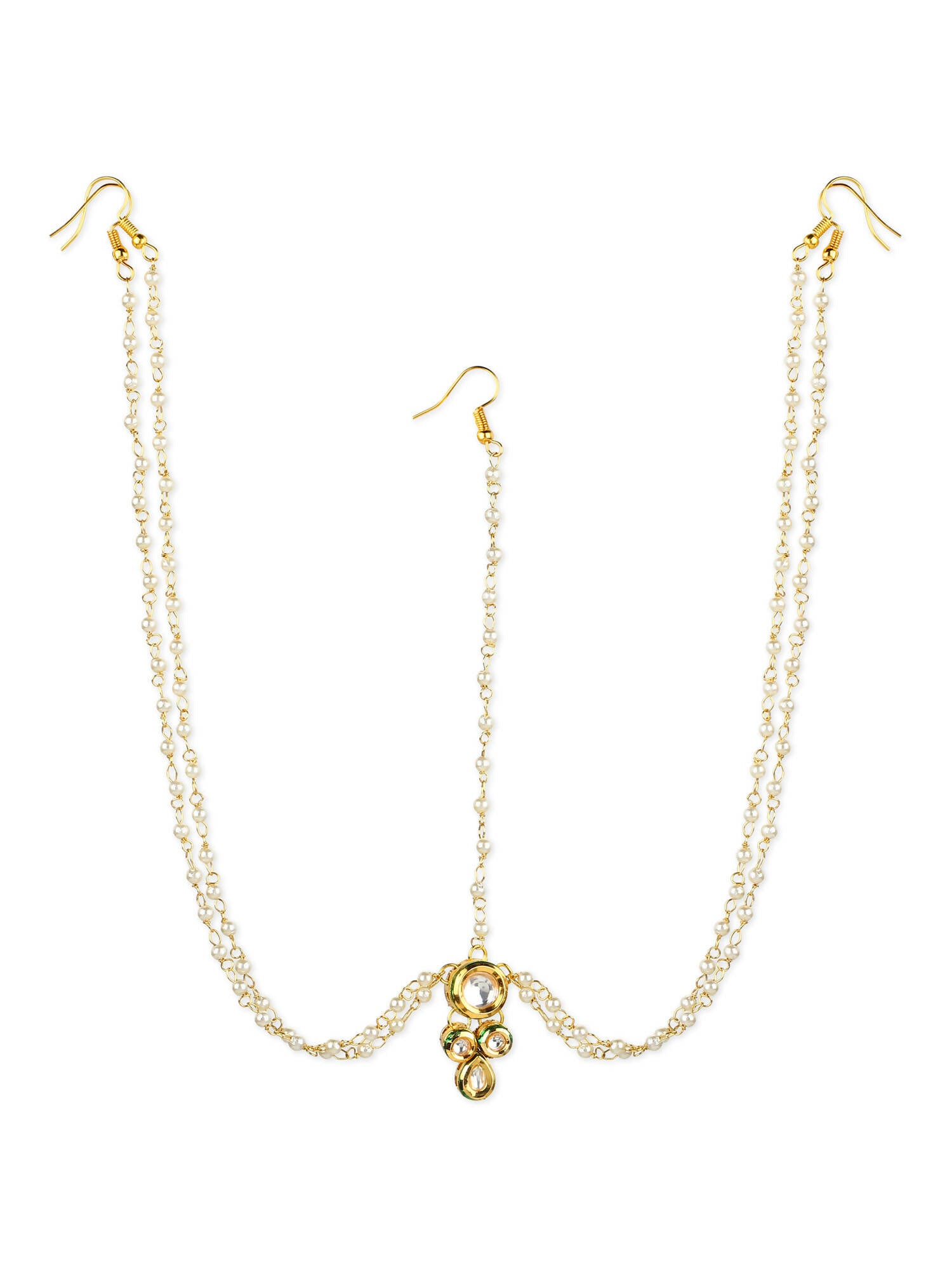 Gold-Plated Kundan Head Jewellery - Ruby Raang - Distacart