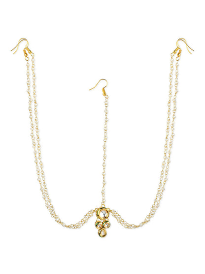Gold-Plated Kundan Head Jewellery - Ruby Raang - Distacart