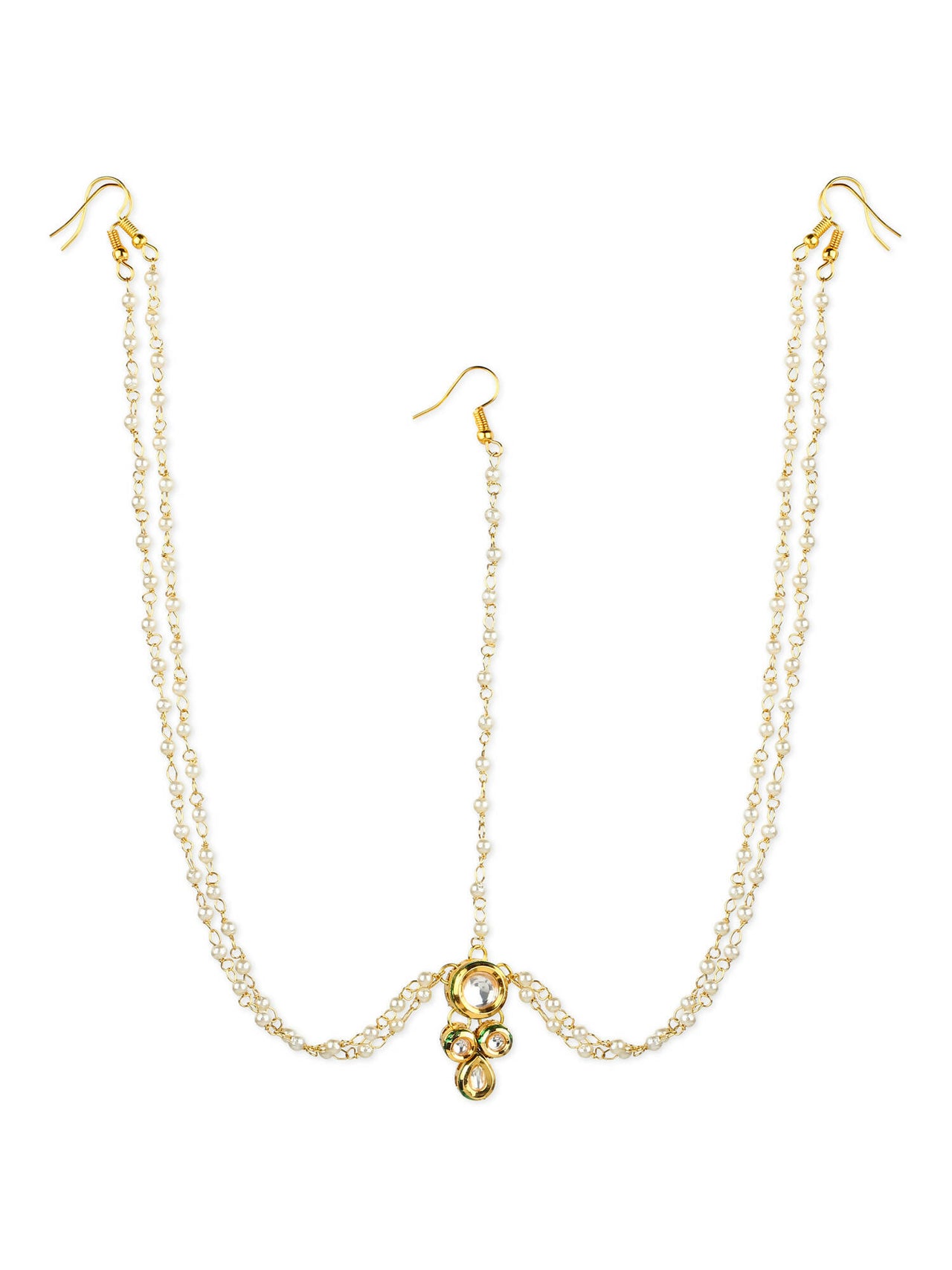 Gold-Plated Kundan Head Jewellery - Ruby Raang - Distacart
