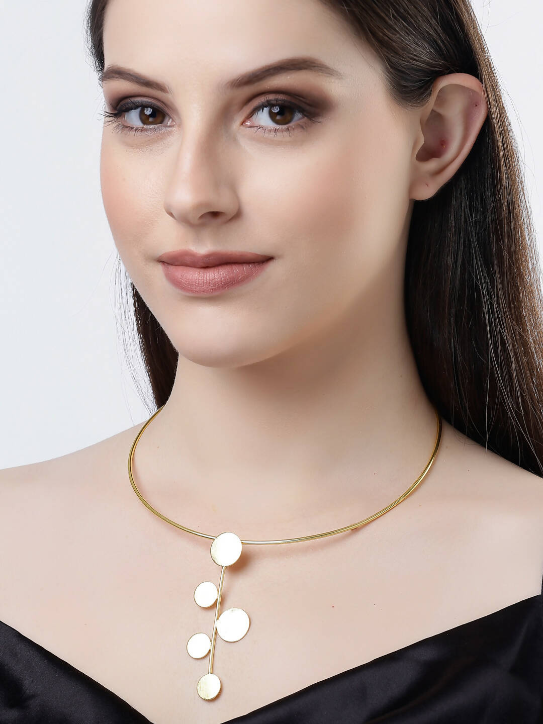 NVR Women Gold-Plated Circular Choker Necklace - Distacart