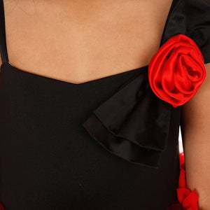 Asmaani Baby Girl's Red & Black Colour Satin A-Line Maxi Full Length Dress (AS-DRESS_22072) - Distacart