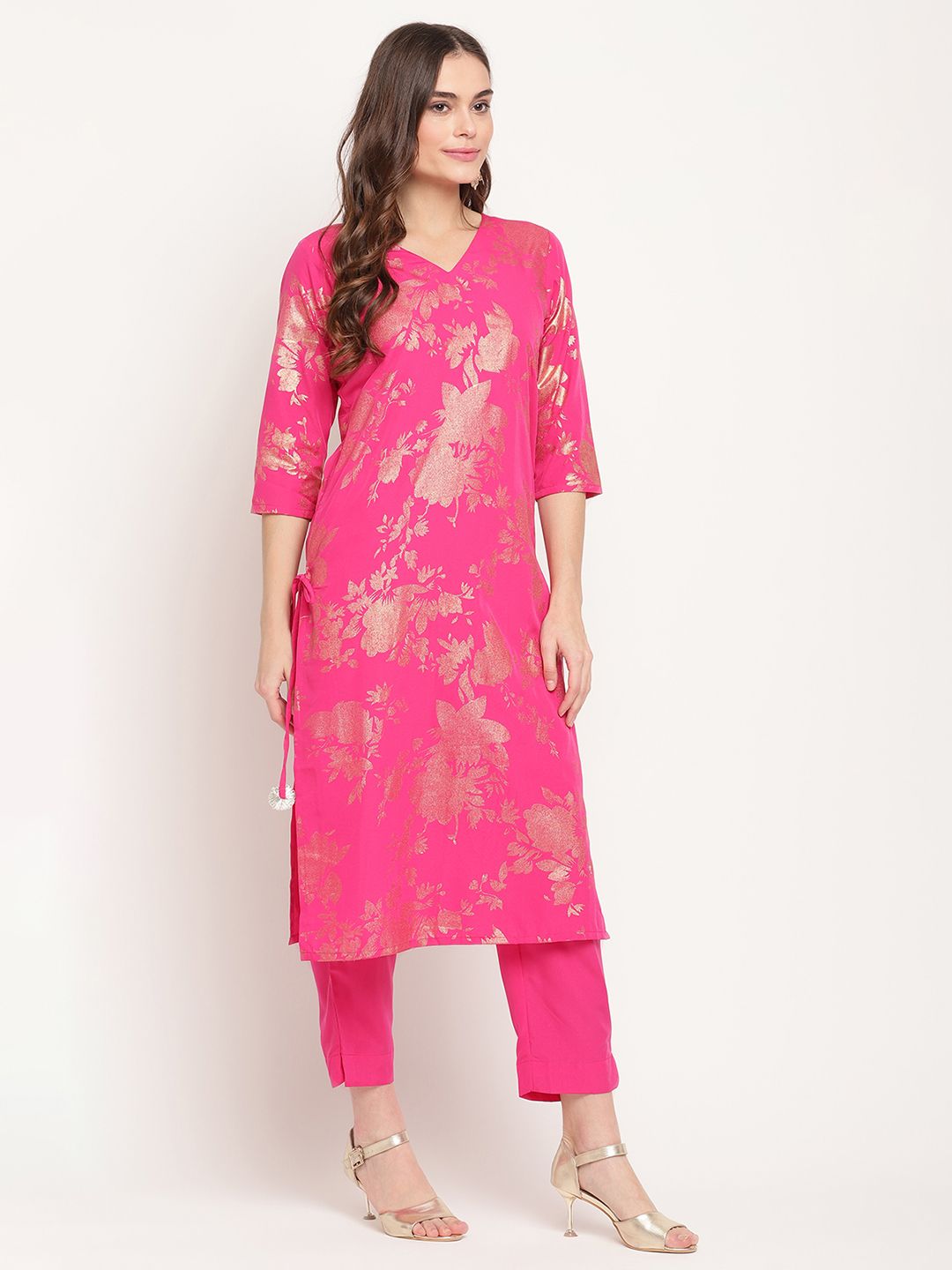 Ahalyaa Dark Pink Crepe Printed Salwar Suit Sets With Dupatta